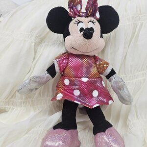Disney TY Sparkle Beanie Babies Minnie Mouse 9" Stuffed Toy Plush
